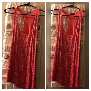 Coral Sequin Tank